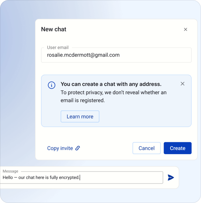Private.Ki Chat Request feature allowing secure conversations without requiring sign-up