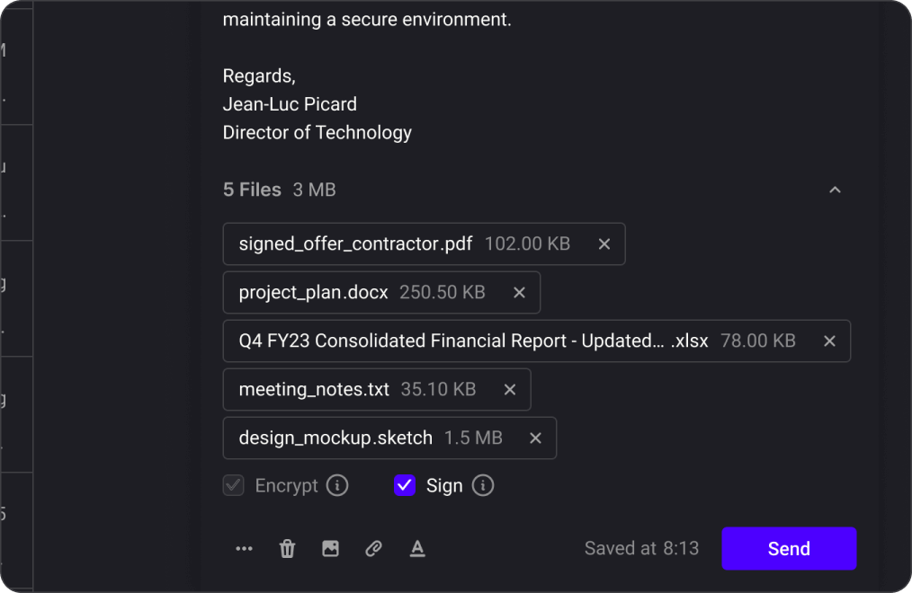 Private.Ki Mail encrypted attachment management feature