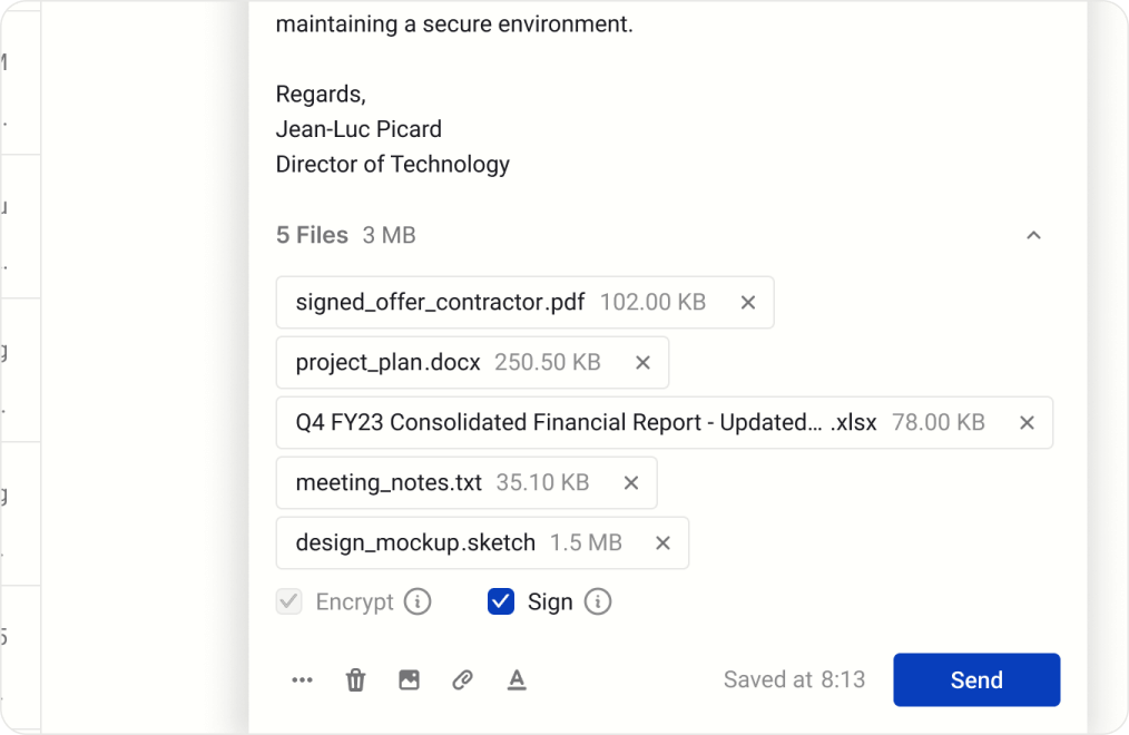 Private.Ki Mail encrypted attachment management feature
