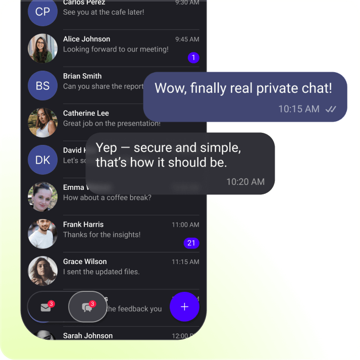 Private.Ki Messenger encrypted messaging interface with end-to-end encryption