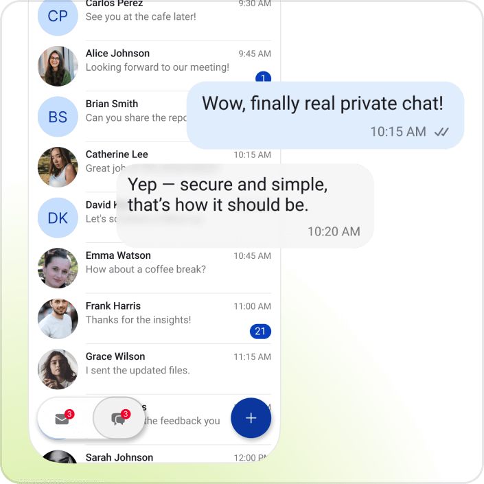 Private.Ki Messenger encrypted messaging interface with end-to-end encryption