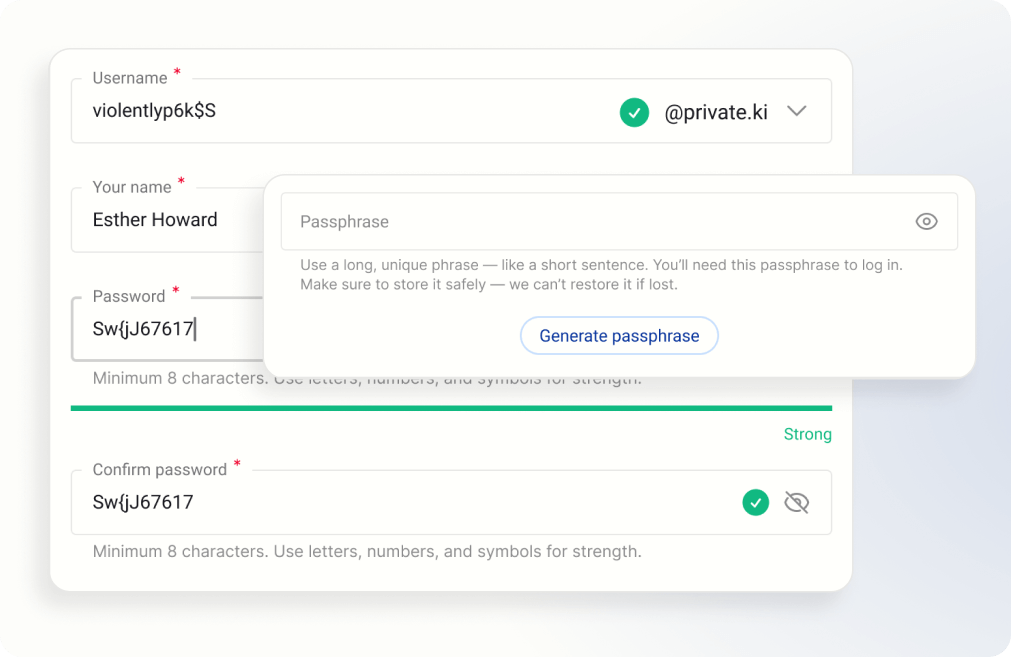 Private.Ki Messenger no phone number required for sign-up